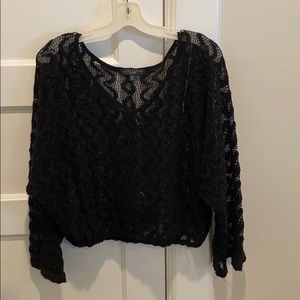 Sanctuary bell sleeve lace crop top, M